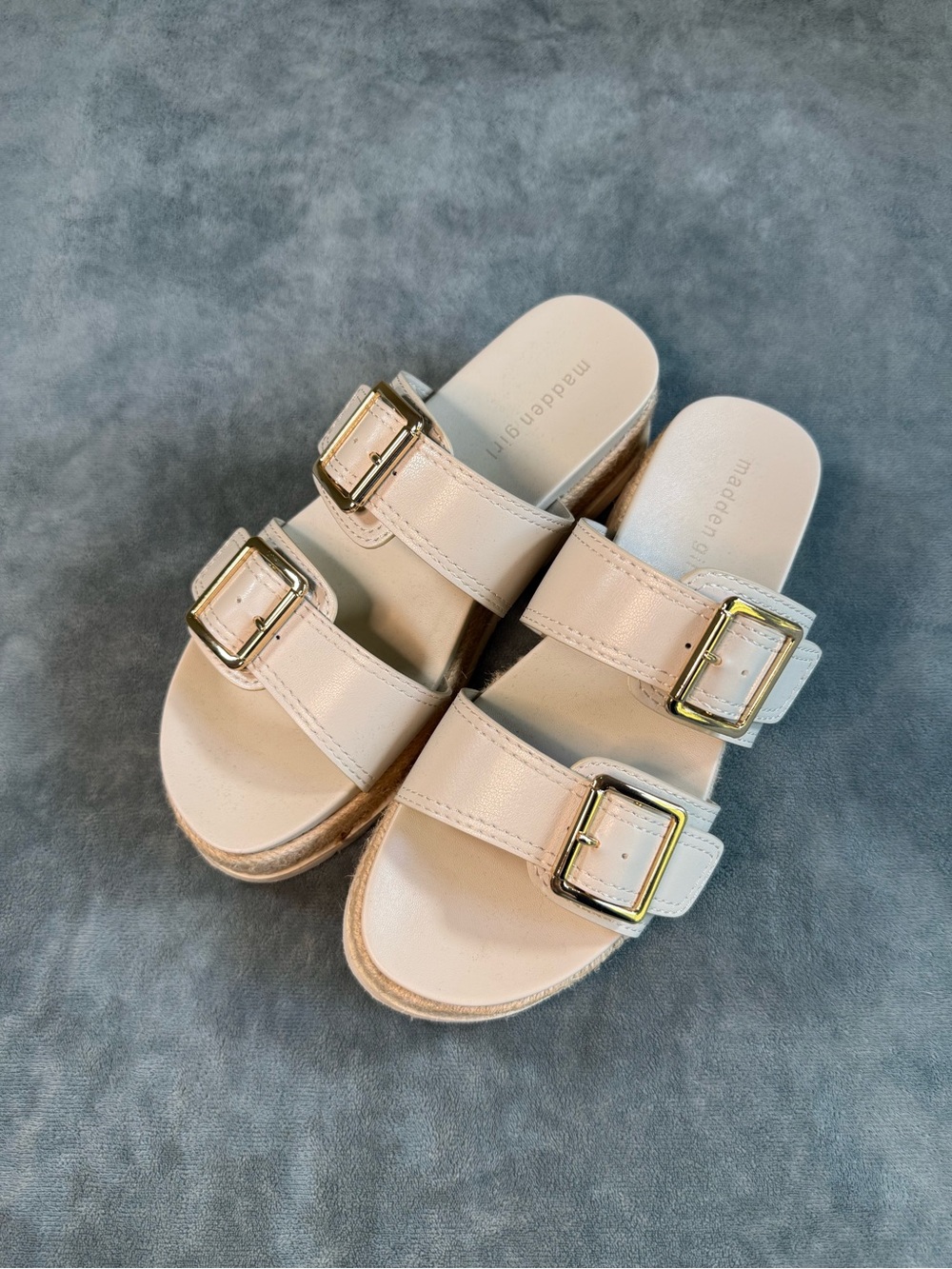 Madden Girl Annabelle Espadrille Platform Sandals Ivory Gold Size 8